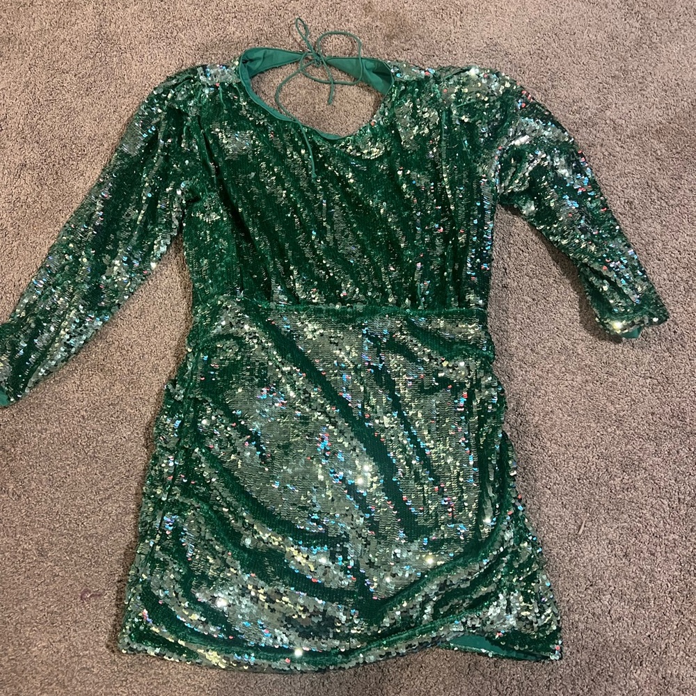 For Love & Lemons Teal Sequin Dress